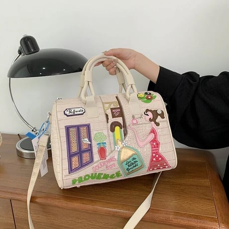 カラフルステッチ クロコデザインバッグ 6色展開