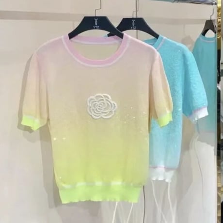フラワー グラデーションサマーニット 2色展開