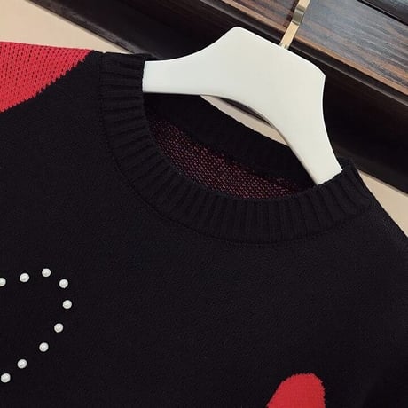 パールモチーフ ハートニット 3色展開