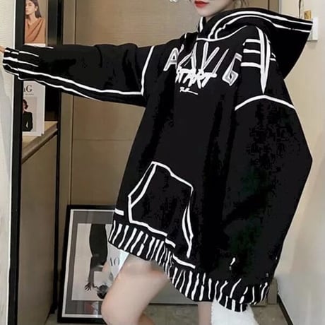 モノクロレタリング ルーズパーカー 3色展開