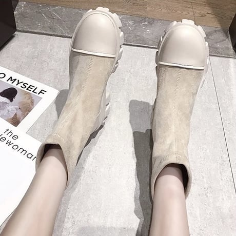 【Beigh 24.0即納】異素材mix ゴアショートブーティ 2色展開