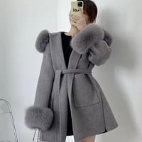 【yuno様着用】【袖ファー】フォックスファーウールコート 3色展開