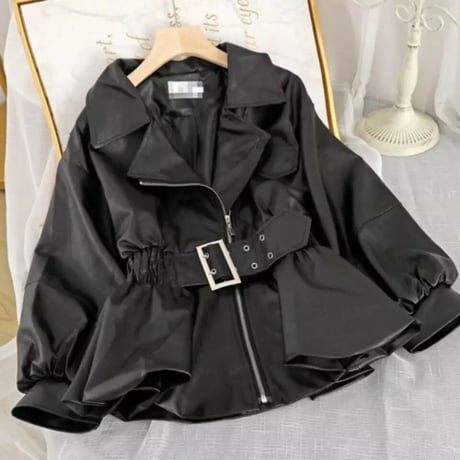 ウエストベルト フェイクレザージャケット 2色展開