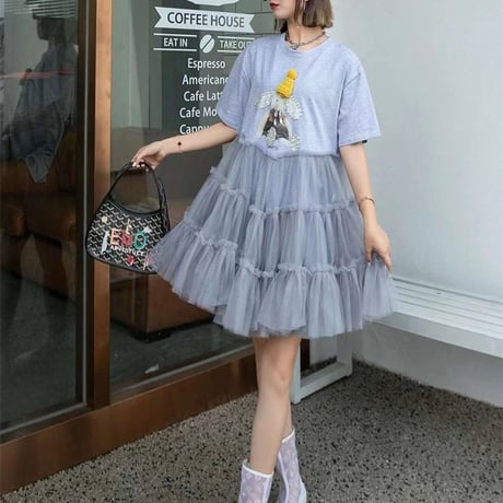 エレファントフリルレイヤードワンピース 2色展開