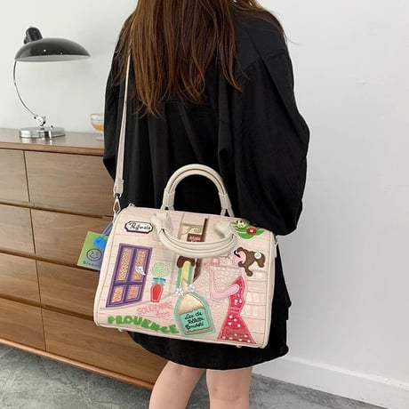 カラフルステッチ クロコデザインバッグ 6色展開