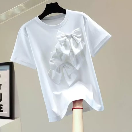 リボンステッチ カジュアルTシャツ 2色展開