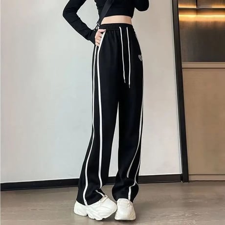 ハートワッペン ラインスウェットパンツ 6色展開