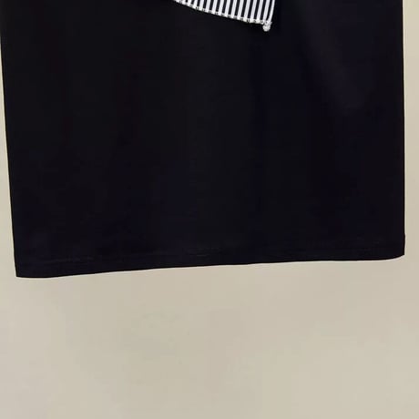 ボーダーフリル シルバーボタンTシャツ