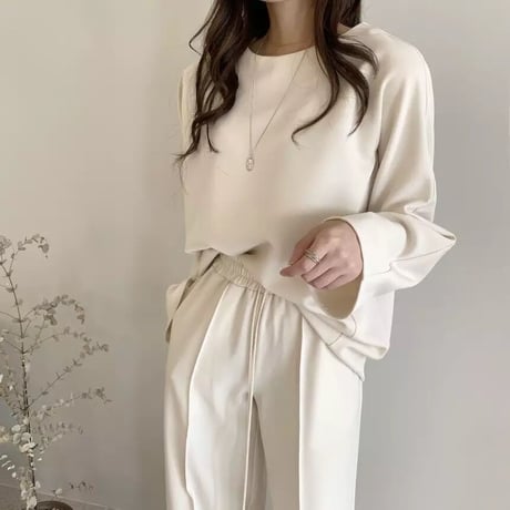 トップス タックパンツ セットアップ 2色展開