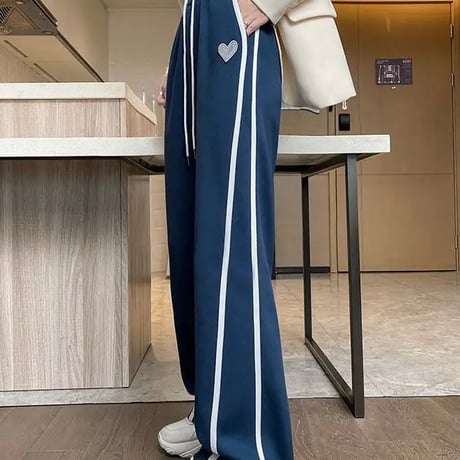 ハートワッペン ラインスウェットパンツ 6色展開