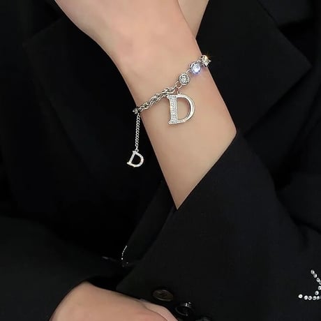 Dモチーフ ストーンブレスレット 2色展開