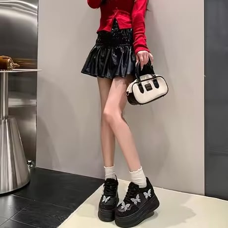 ビジューバタフライハイソールスニーカー 2色展開
