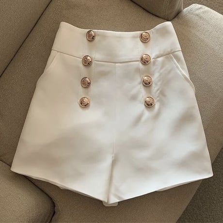 ダブルブレスト ハイウエストショートパンツ 2色展開