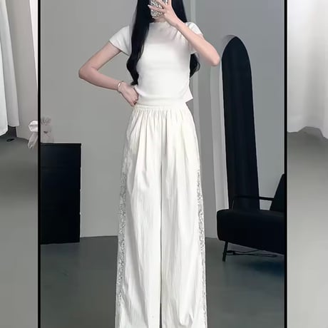 レースワイドパンツ