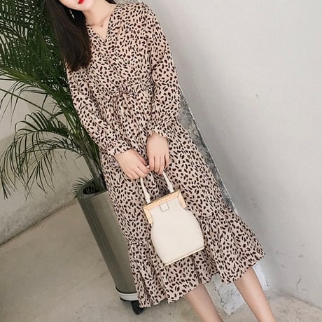 スリムウエスト シフォンドットワンピース 3色展開