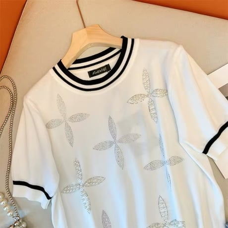 パールストーンクロス サマーニット 2色展開