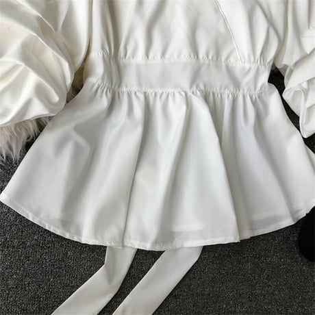 【White即納】バックリボン カシュクールブラウス 5色展開