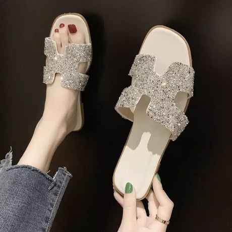 ビジューカラー フラットサンダル 8色展開