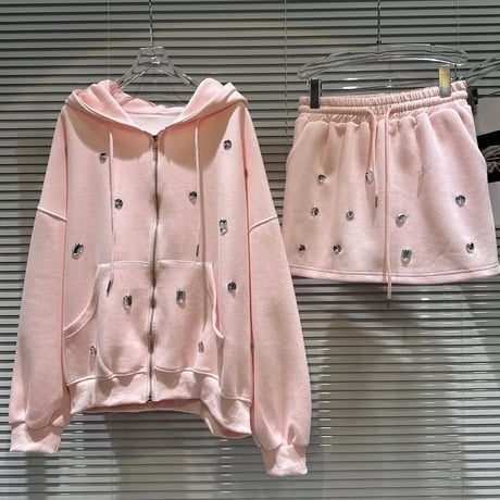 クリスタルビジュー スウェットセットアップ 3色展開
