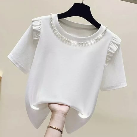 パールライン ポイントフリルTシャツ 3色展開