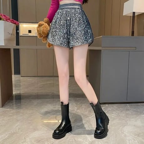 スリットスパンコール ショートパンツ 2色展開