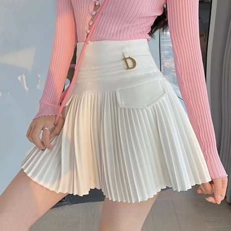ゴールドモチーフ プリーツミニスカート 2色展開