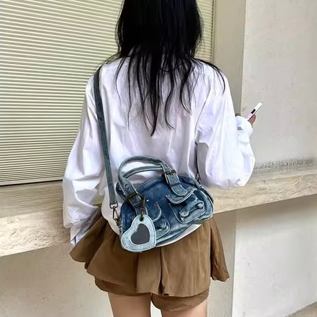ハートミラーデニムバッグ 3色展開