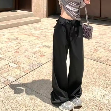 レーストリムストレートパンツ 2色展開