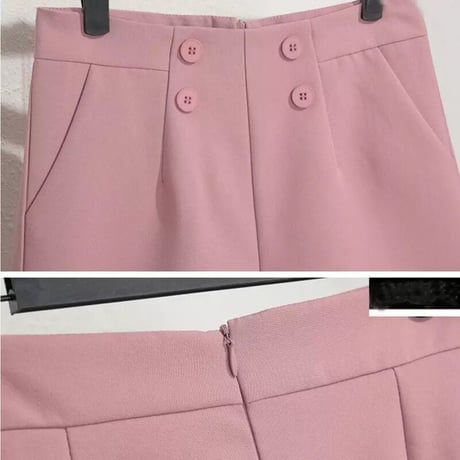 ボタンモチーフ ハイウエストショートパンツ 7色展開