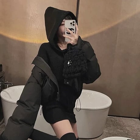 フーディリブニット ミニワンピース 3色展開