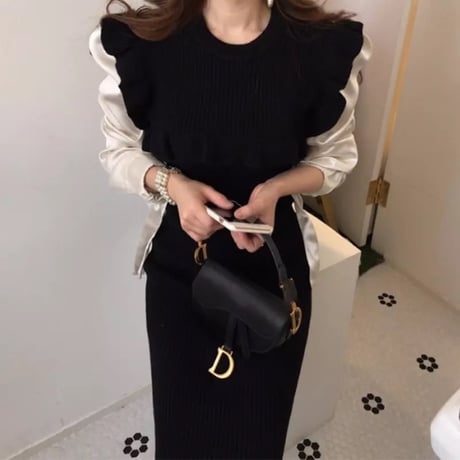 サテンスリーブ シックスリムワンピース