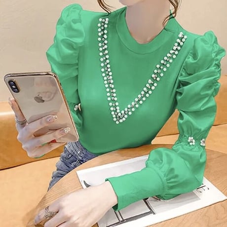 カシュクール パールビーズトップス 4色展開