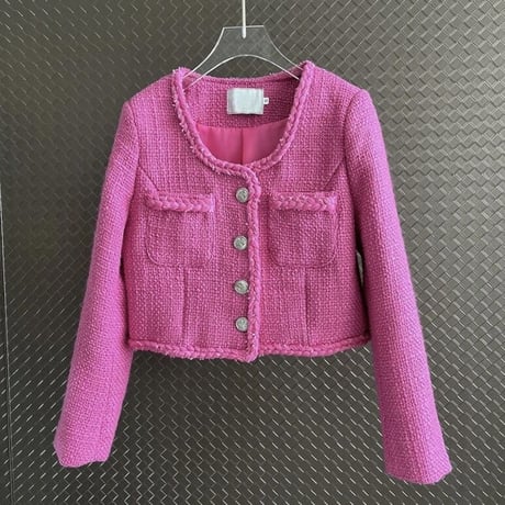 フィッシュボーンステッチ ツイードジャケット 2色展開