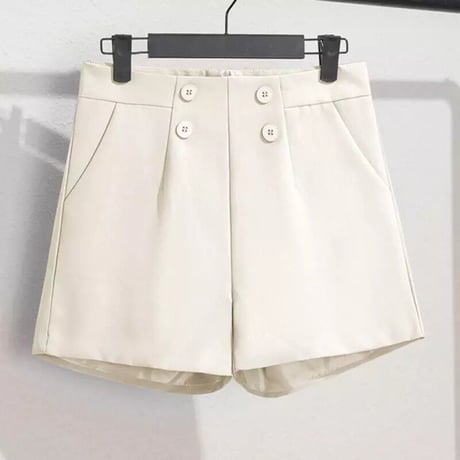 ボタンモチーフ ハイウエストショートパンツ 7色展開