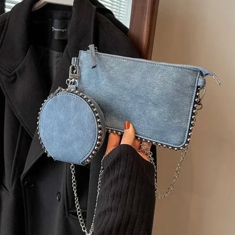 シルバーリベット ダブルバッグ 4色展開