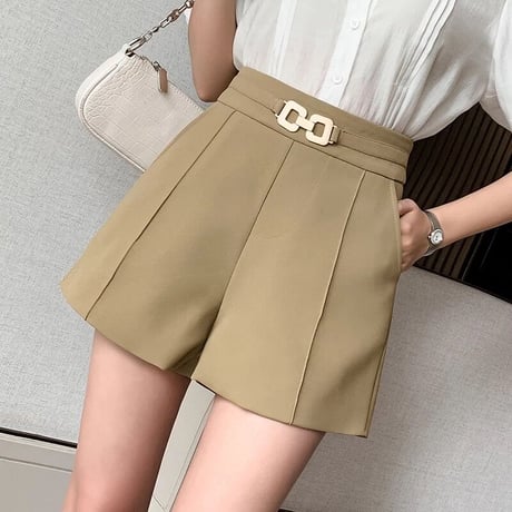 【Beigh Sサイズ即納】ゴールドモチーフ ハイウエストショートパンツ 3色展開
