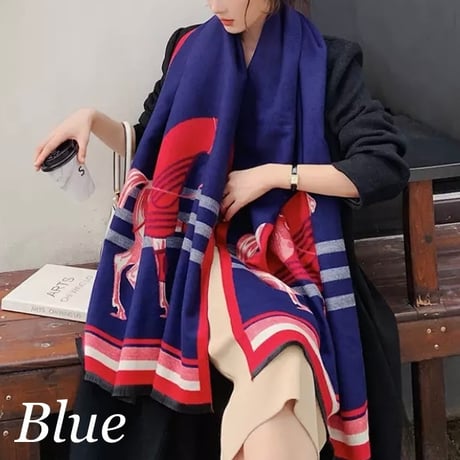 【Orange即納】ホースデザイン カシミヤショール 10色展開