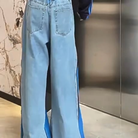 ジッパーラインワイドデニムパンツ