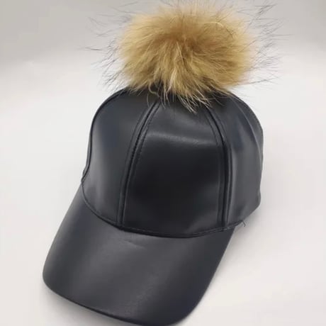 ポンポンファーエコレザーキャップ 9色展開