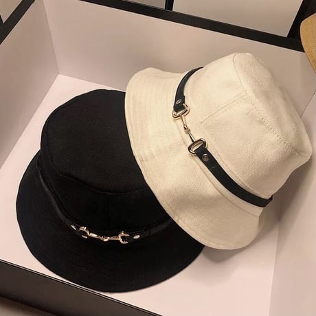 【LightBrown即納】ゴールドメタル バケットハット 3色展開