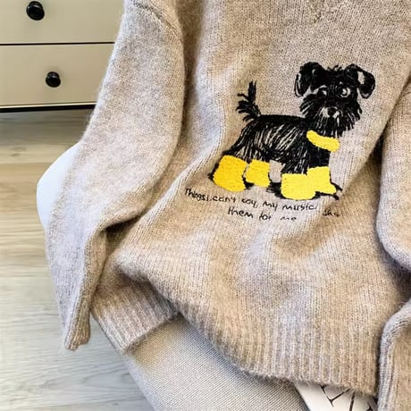 ドッグステッチVネックニット 3色展開