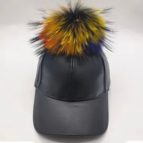 ポンポンファーエコレザーキャップ 9色展開