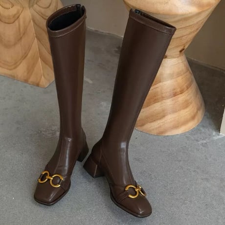ゴールドバックル ロングブーツ 3色展開