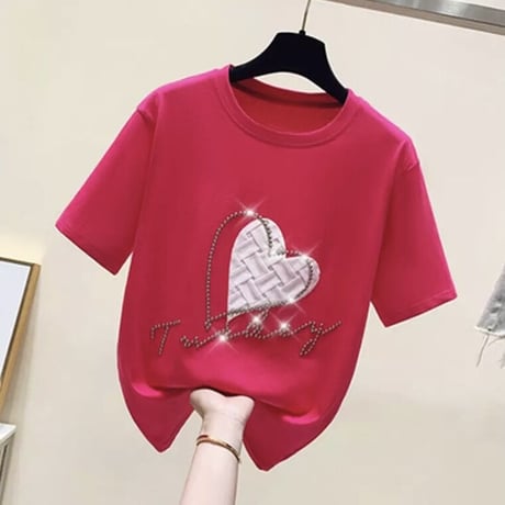 スタッズワッフルハート Tシャツ 3色展開
