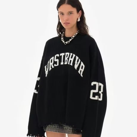 ドロップショルダー レターニット 2色展開