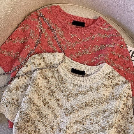 ゴールドビーズ サマーニット 2色展開