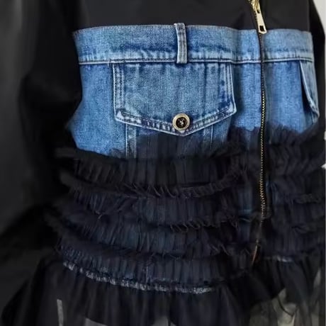 チュールパッチワークデニムジャケット 3色展開