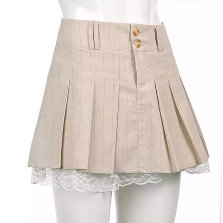 レースヘム プリーツミニスカート