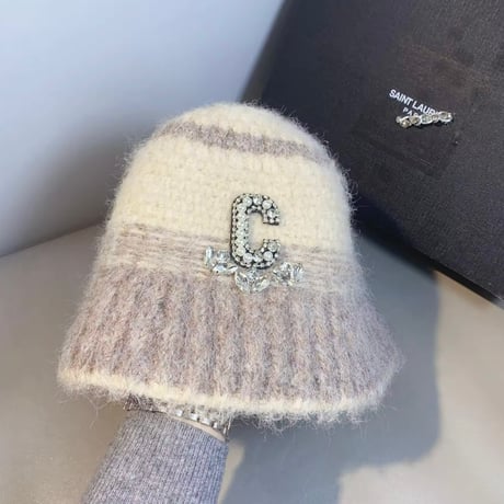 ビジューモチーフウールバケットハット 4色展開