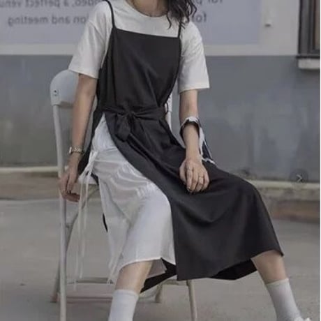 フェイク サイドシフォンワンピースセット